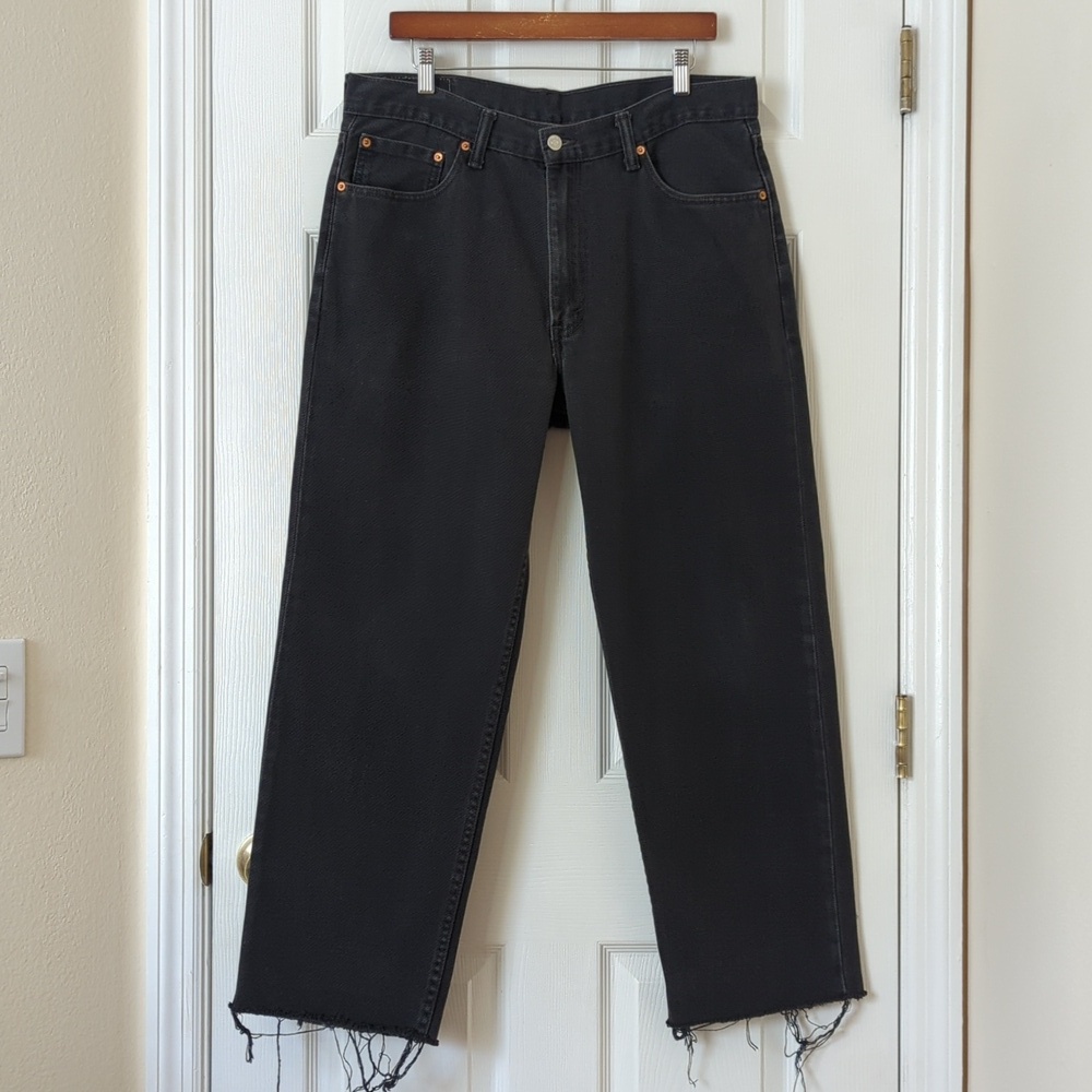 Levi's 550 Classic Rigid Relaxed Fit Straight Leg Raw Hem Jeans Black 36 x 30